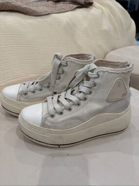 R13 High-Top Platform Sneakers in Off-White sz 6